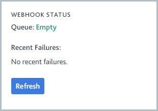 Webhook status showing an empty queue.