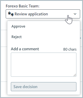 Review application drop-down for escalated application.