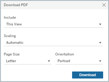 Download PDF options dialog