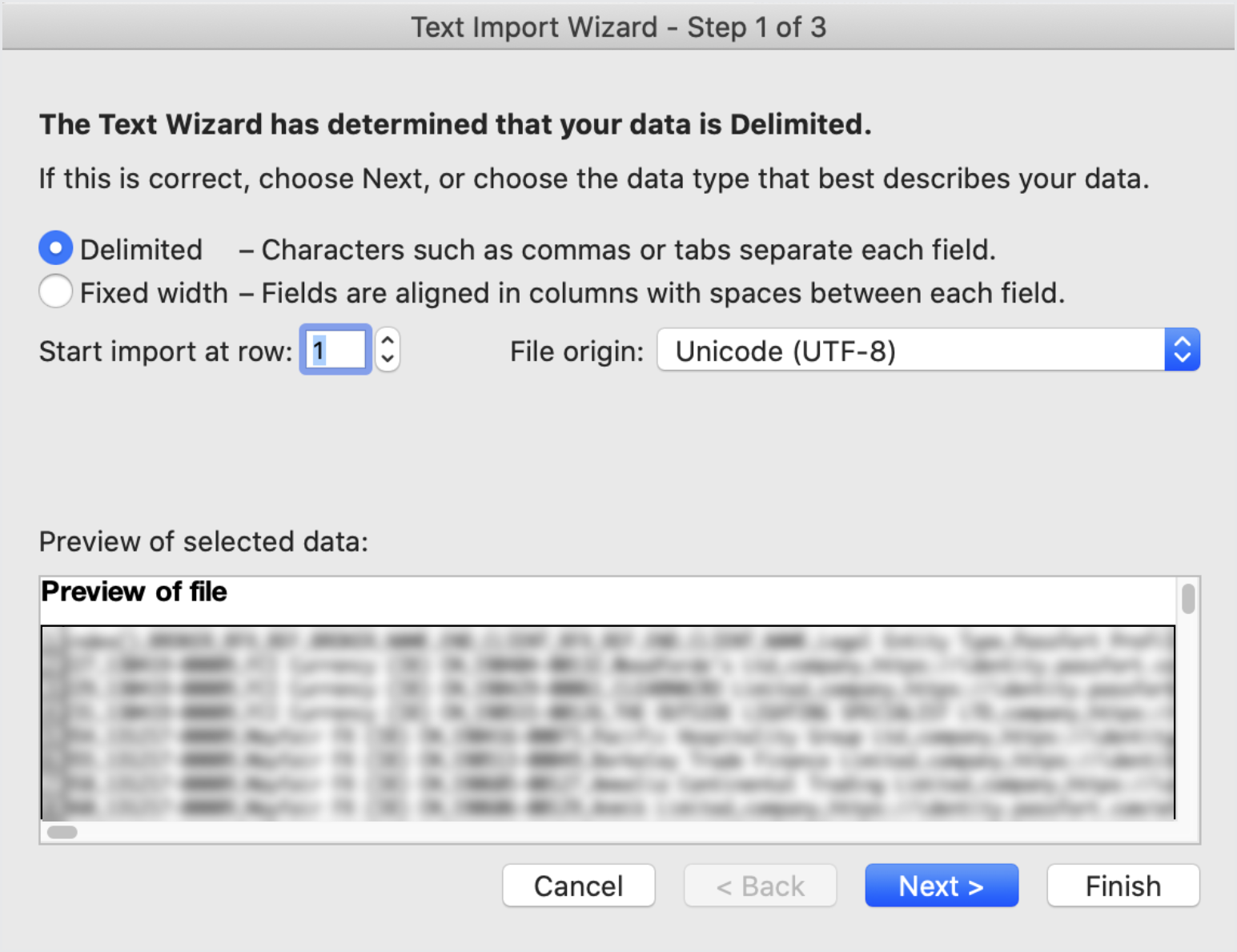 Microsoft Excel's Text wizard import for Macbooks