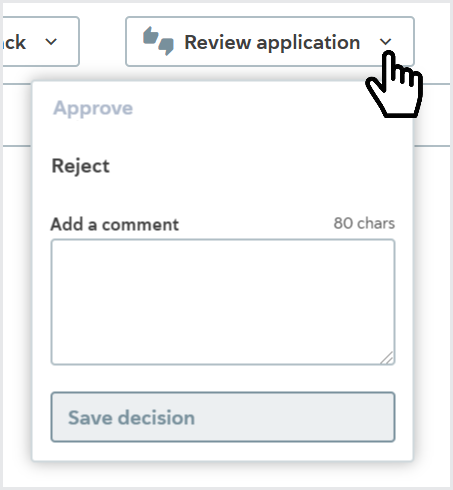 Review application drop-down menu