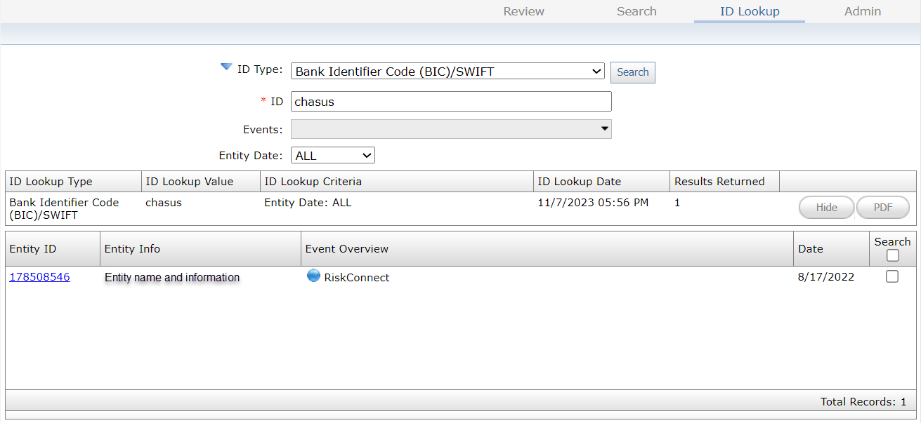 Search by ID code with Grid ID Lookup