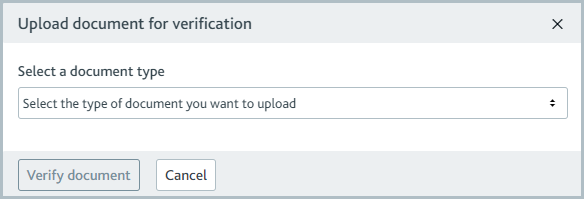 Upload document for verification dialog