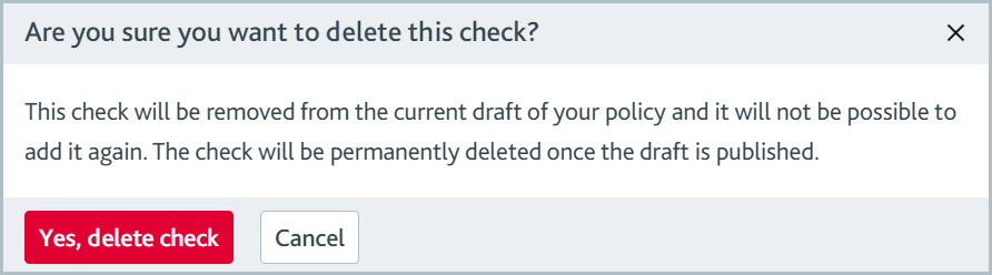 Delete check confirmation dialog.