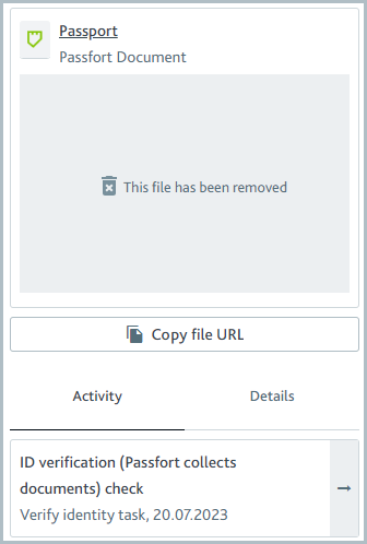 File preview panel showing the file has been removed.